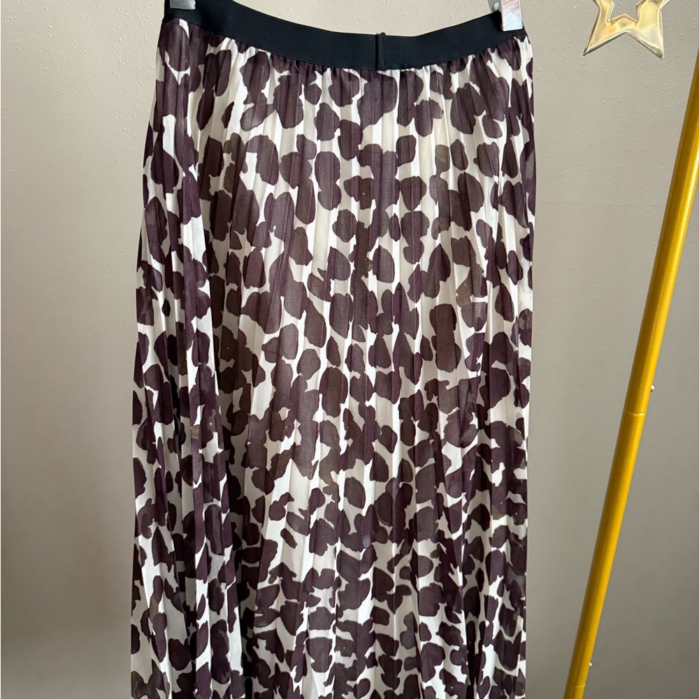 Sanctuary Leopard Pleated Midi Skirt XS Brown Cream Animal Print - Picture 5 of 11